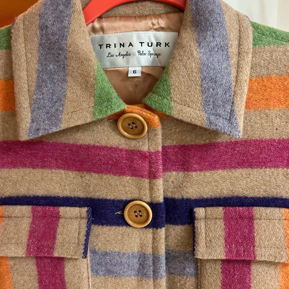 Trina Turk Multicolor Wool Blend Coat - Picture 2 of 5